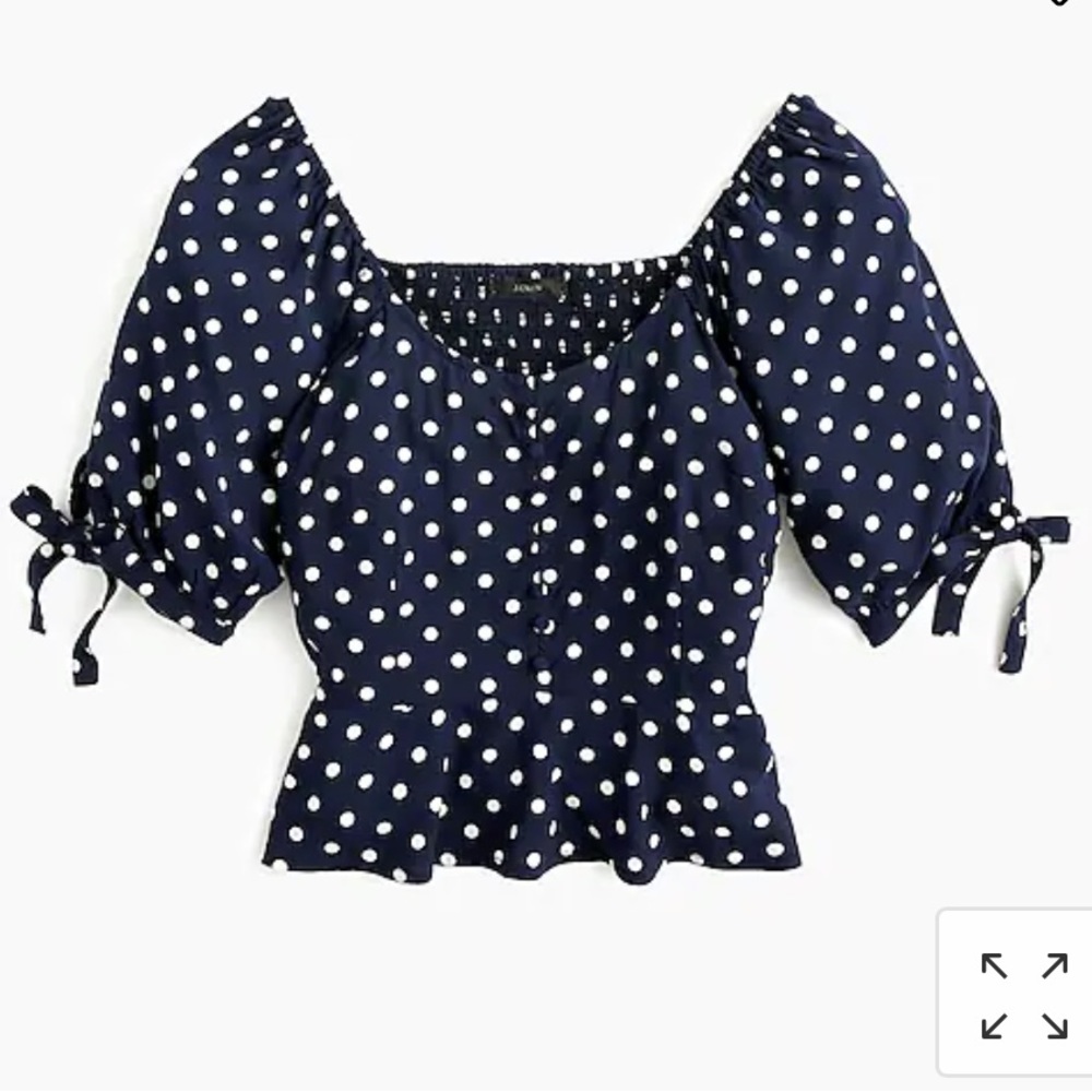 J Crew Cropped polka dot top in soft rayon